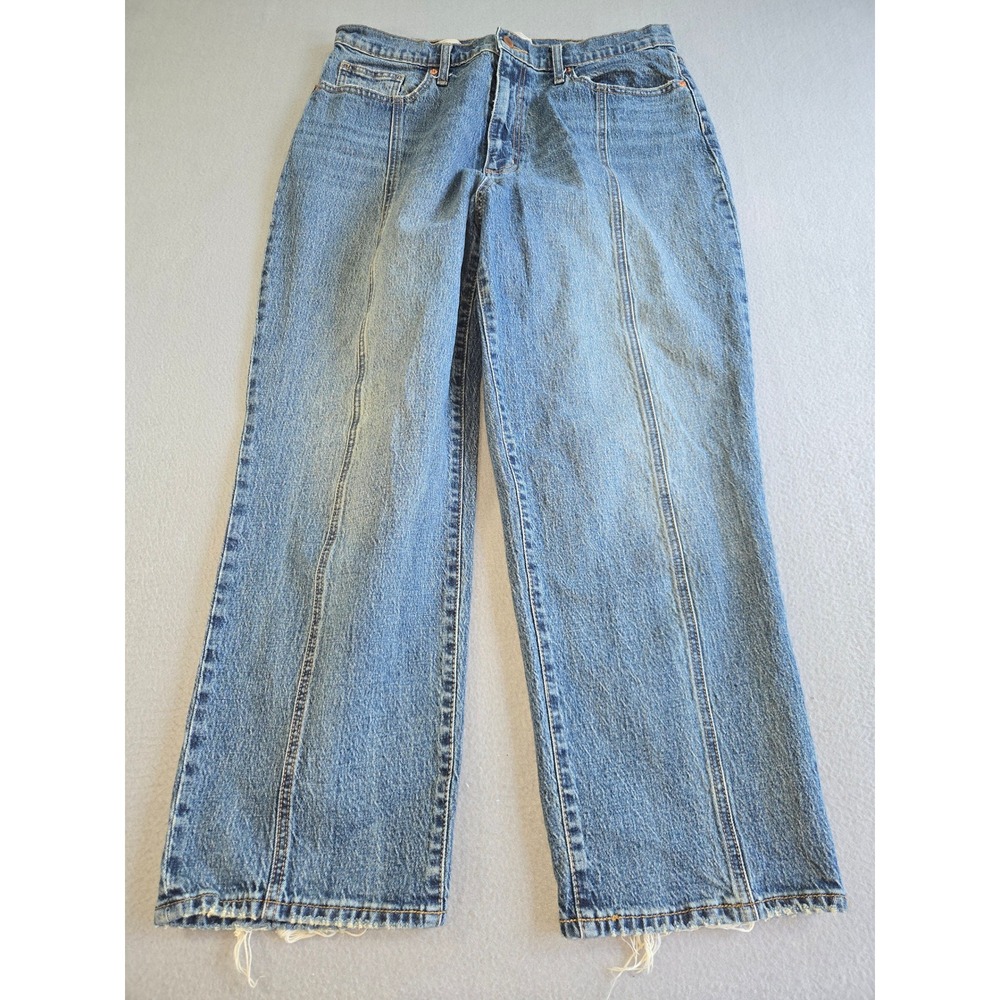 Universal Thread Vintage Straight Jeans Womens 14/32R Blue Front Seam Raw Hem